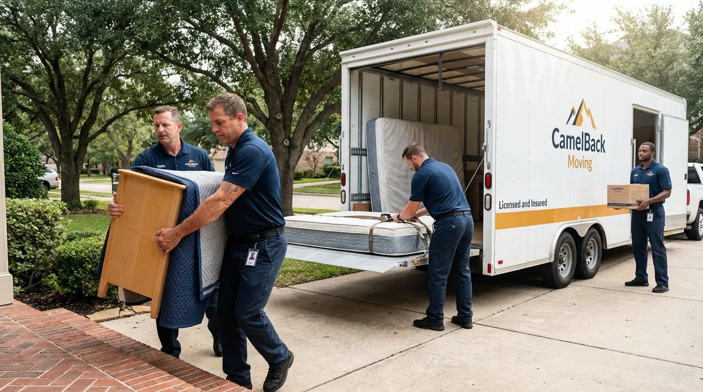 Crew loading residential truck for cross-state move from Napoleon, OH